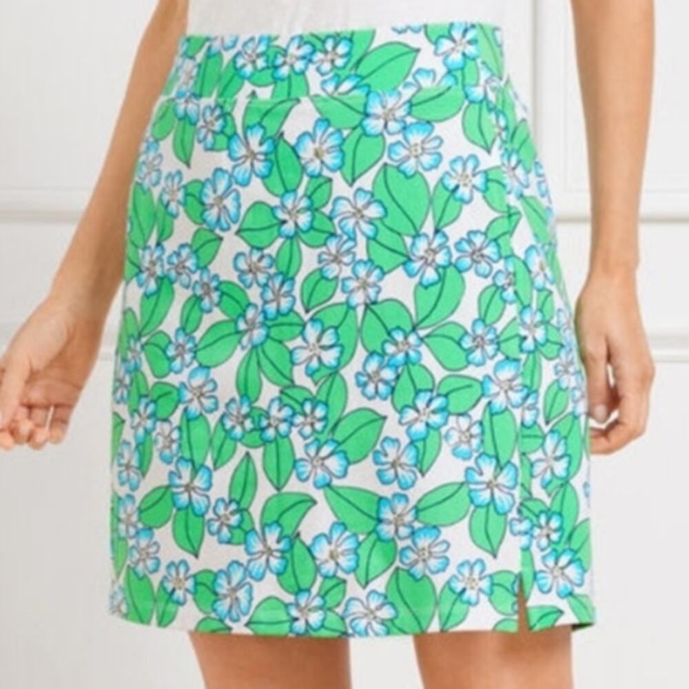 T by Talbots Everyday Stretch Skort Womens Size 1X Floral Fields Green White